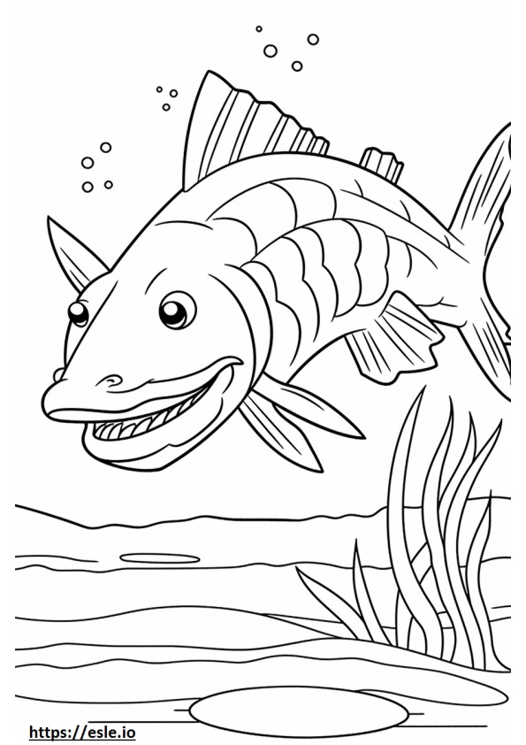 Tiger Muskellunge (Muskie) cute coloring page