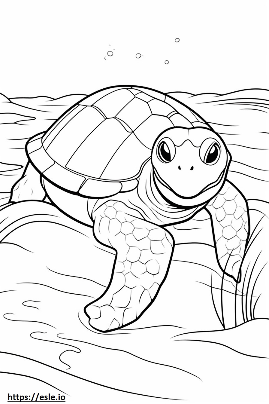 Leatherback Sea Turtle cute coloring page