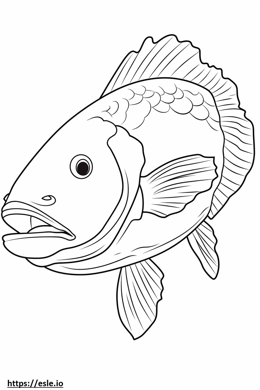 Barramundi Fish Kawaii de colorat