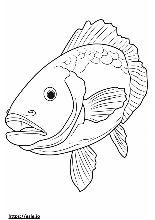 Barramundi Fish Kawaii de colorat