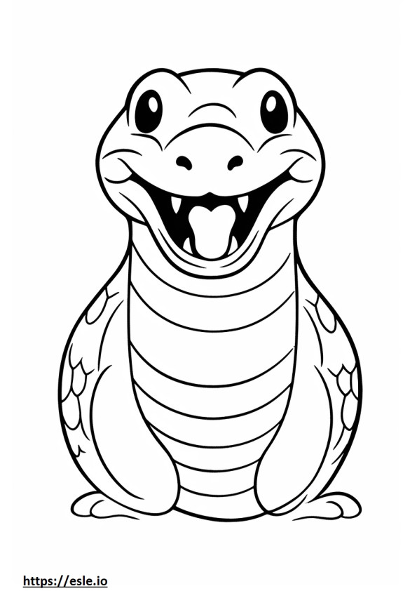 Coloriage Serpent d'eau marron Kawaii à imprimer
