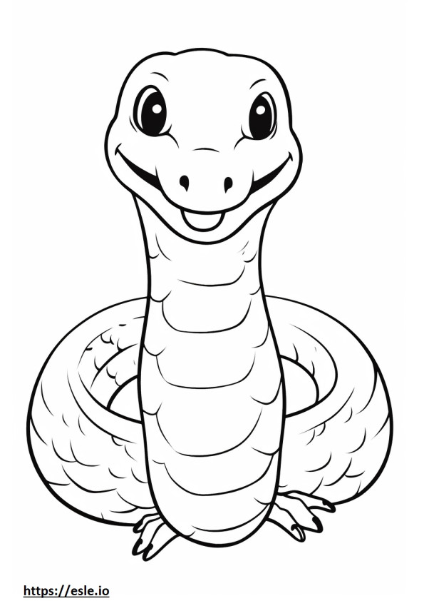 Cobra de água marrom Kawaii para colorir