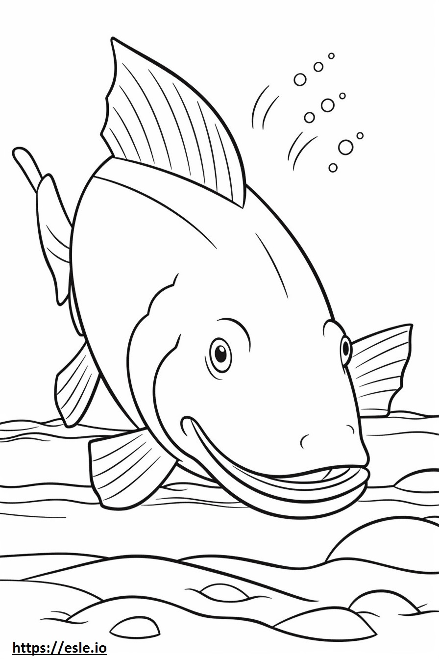Pesce gatto scazzone giallo Kawaii da colorare