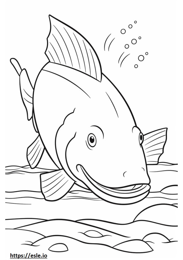 Kawaii Ikan Lele Bullhead Kuning gambar mewarnai