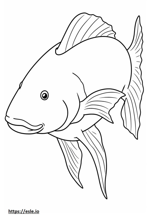 Sarı Bullhead Yayın Balığı Kawaii boyama