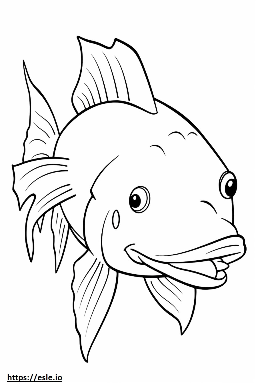 Yellow Bullhead Catfish Kawaii coloring page