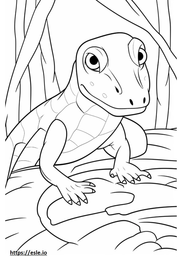 Yellow Spotted Lizard Kawaii coloring page