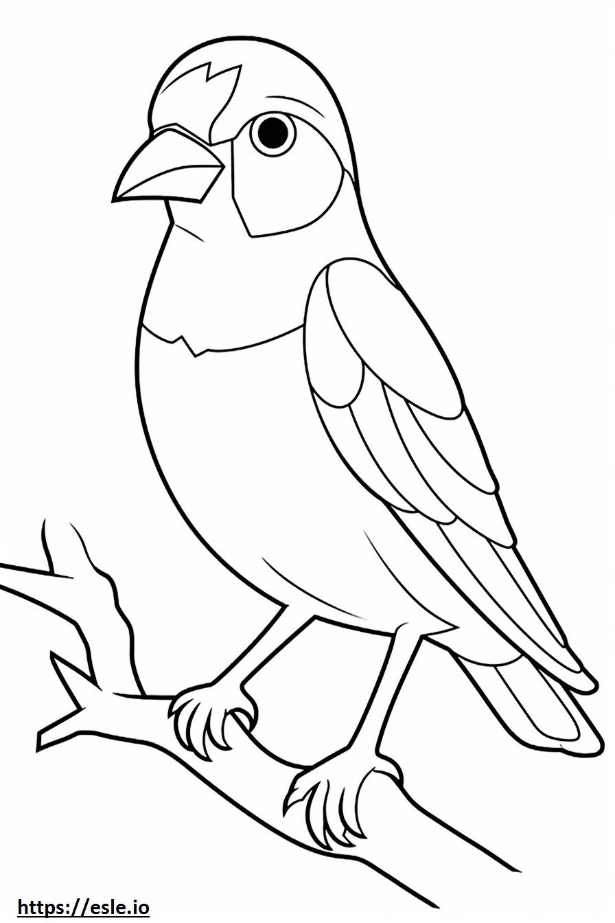 Hepatic Tanager (Red Tanager) Kawaii coloring page