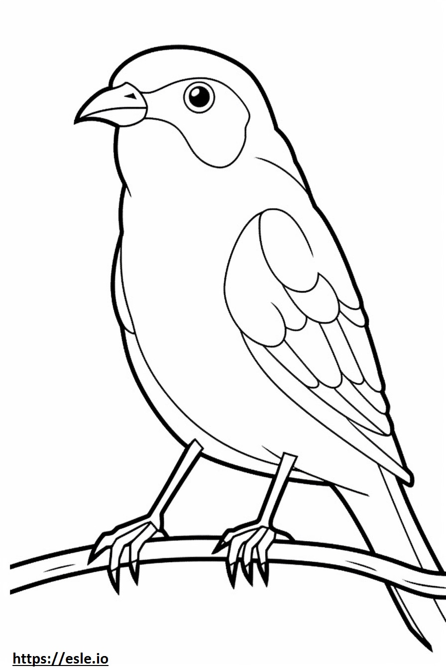 Hepatic Tanager (Red Tanager) Kawaii coloring page
