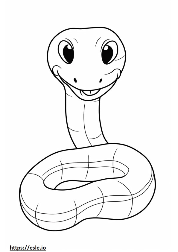 Rough Green Snake Kawaii coloring page