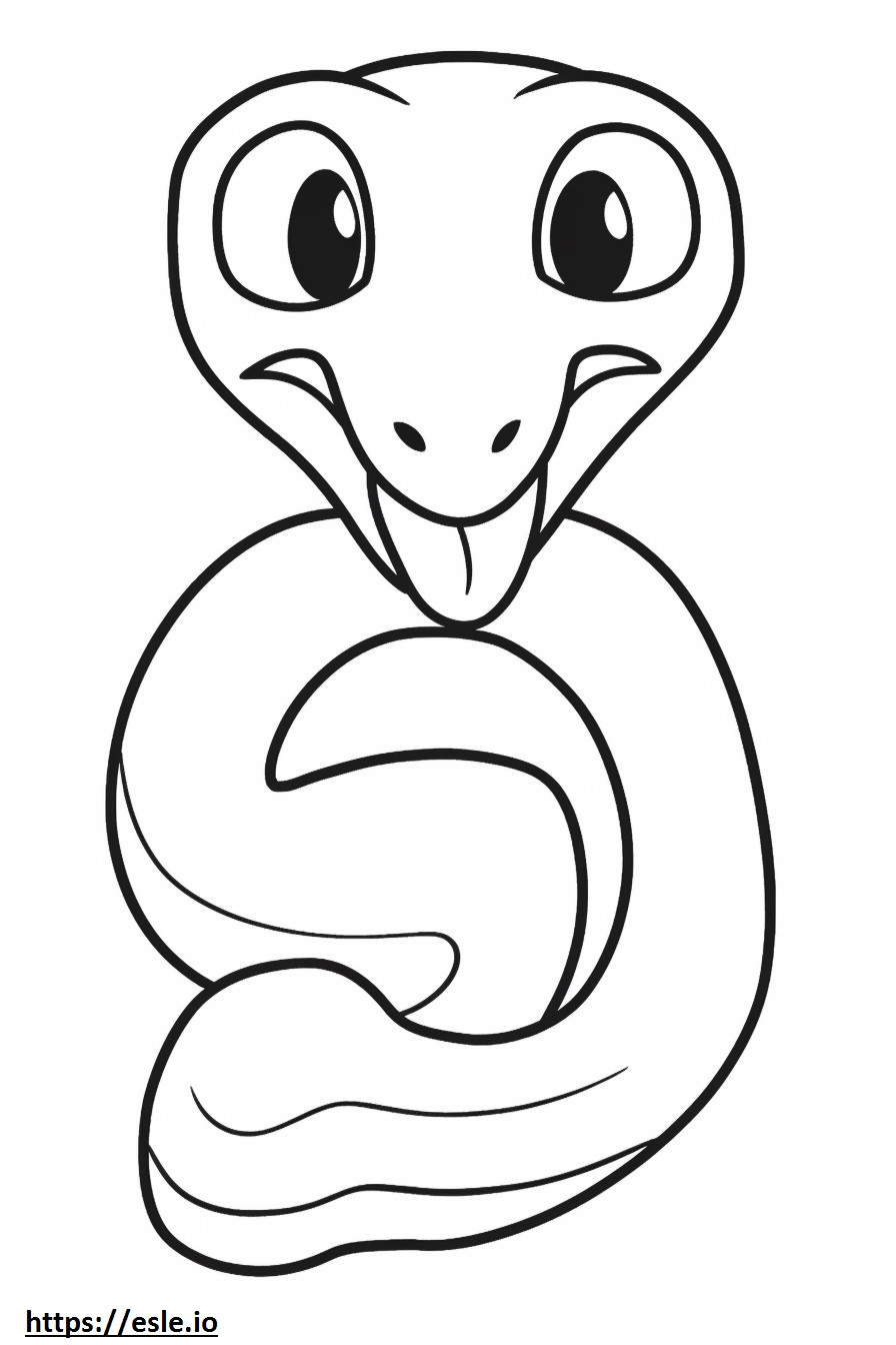 Serpiente Verde Áspera Kawaii para colorear e imprimir