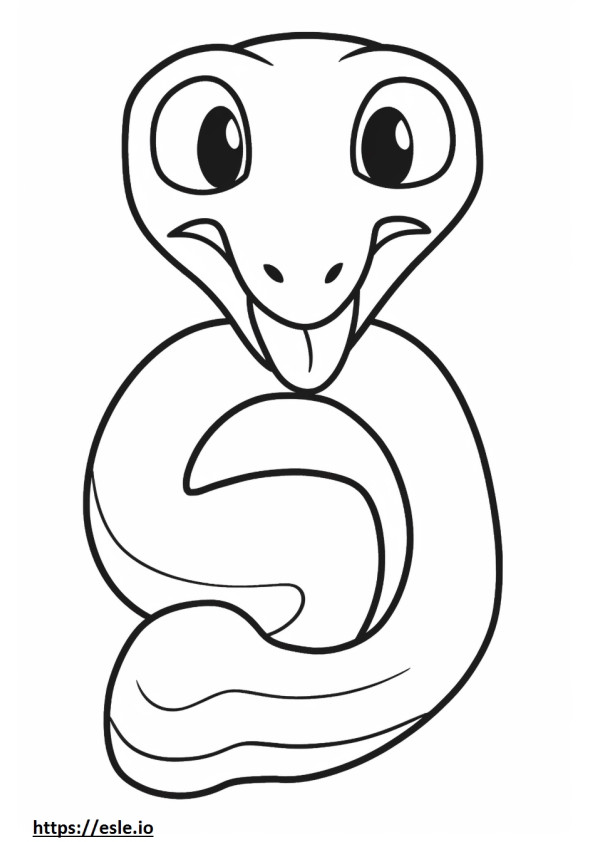 Rough Green Snake Kawaii coloring page