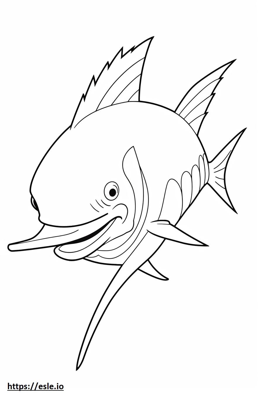 Swordfish Kawaii coloring page