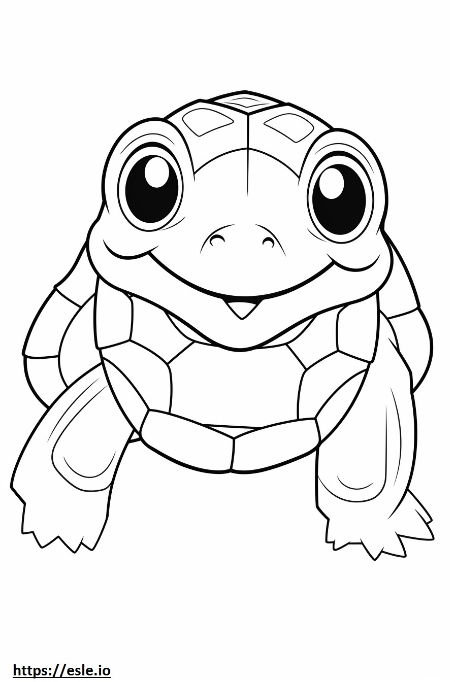 Gemalte Schildkröte Kawaii ausmalbild