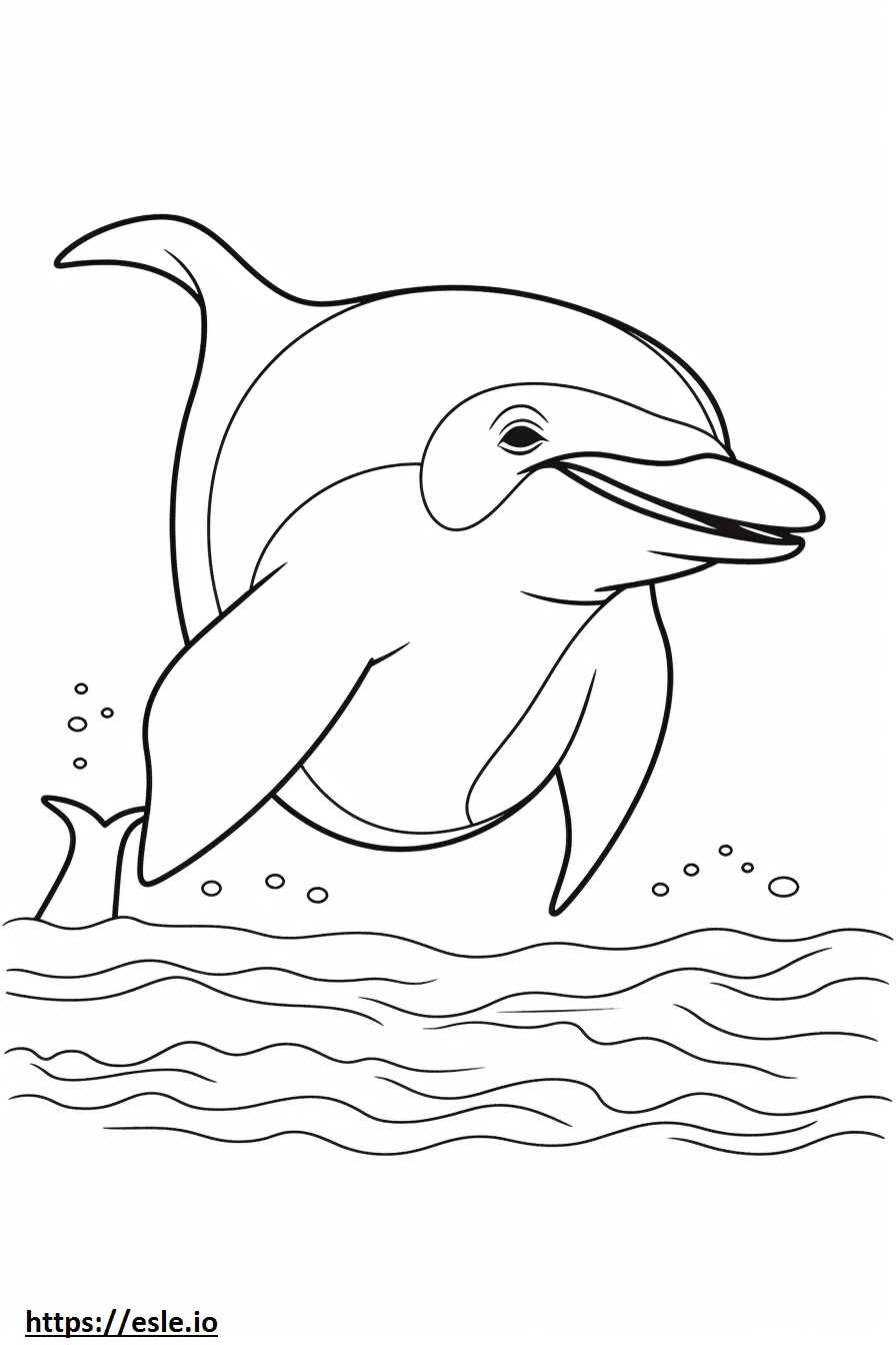 Dolphin Kawaii 3 Coloring Page