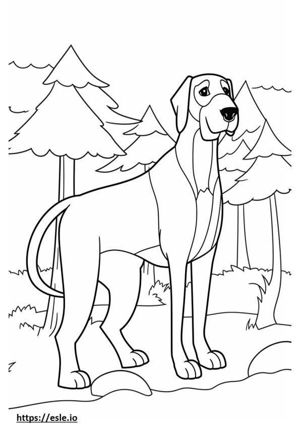 Treeing Walker Coonhound Kawaii para colorear e imprimir