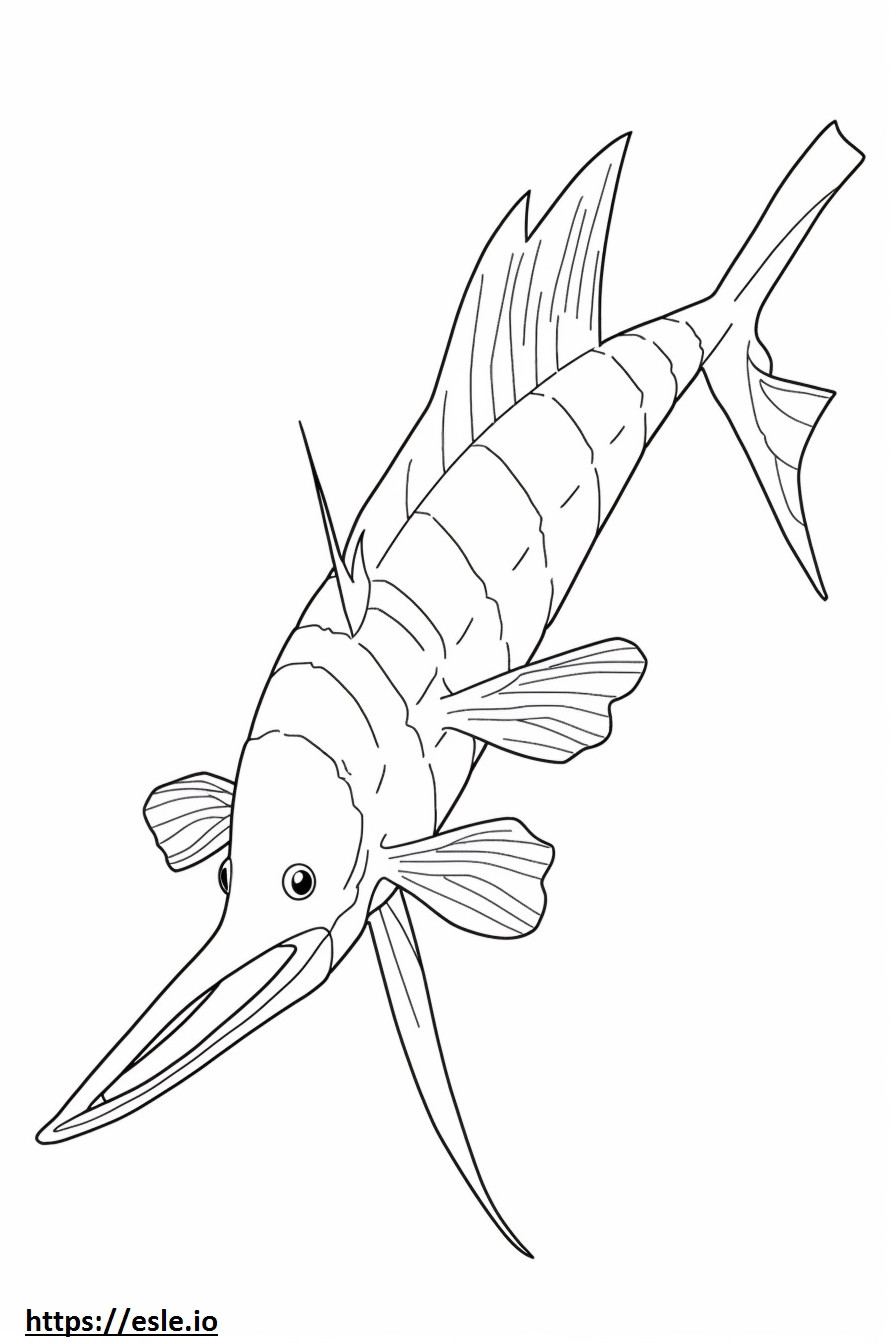 Pesce spatola cinese Kawaii da colorare