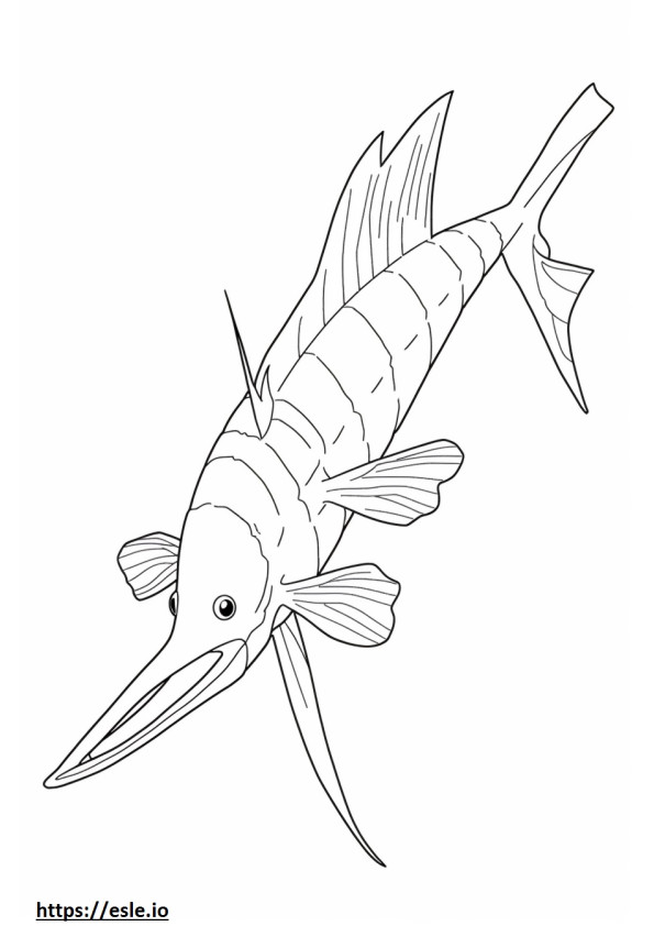 Pesce spatola cinese Kawaii da colorare
