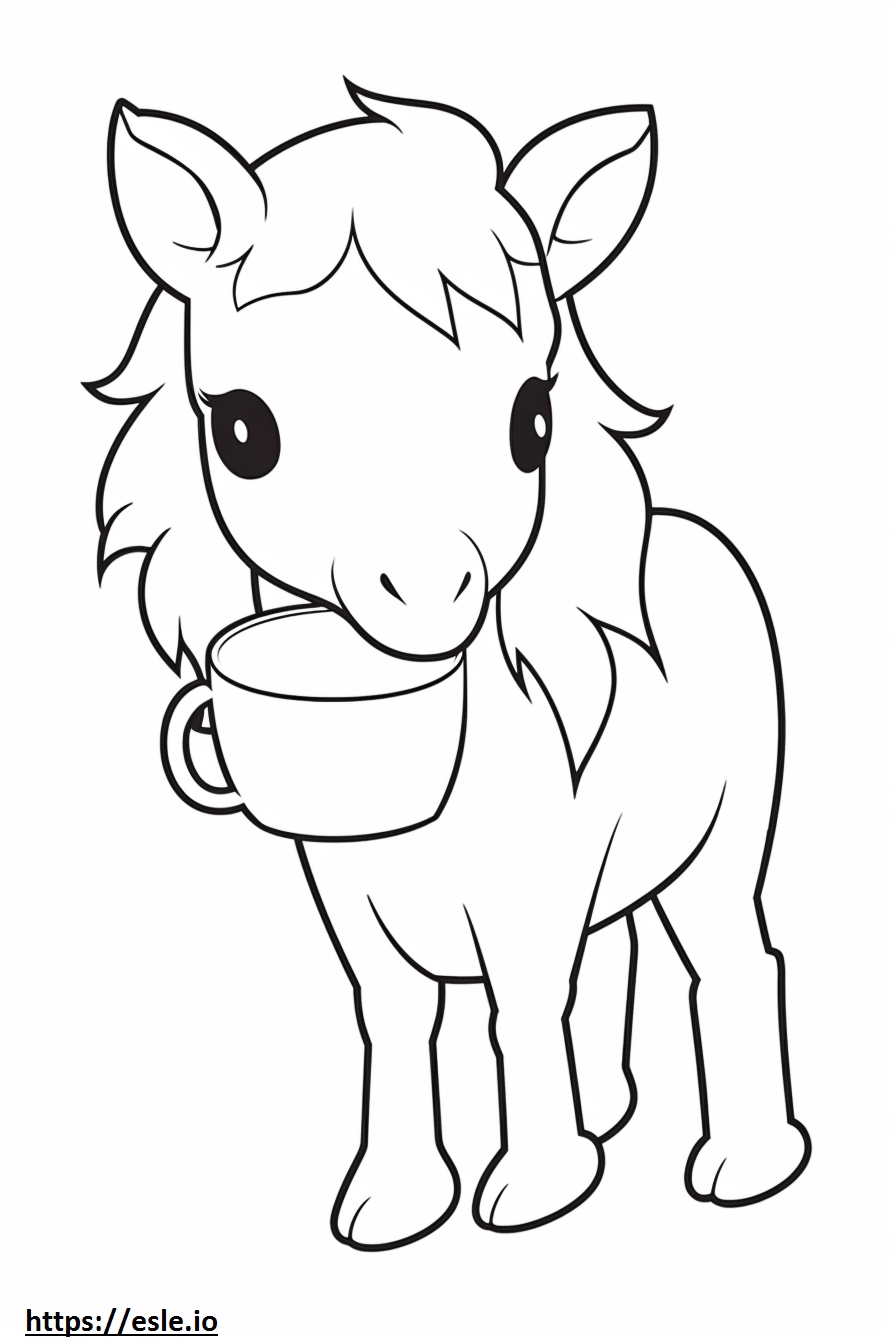 Teacup Miniature Horse Kawaii Coloring Page for Kids