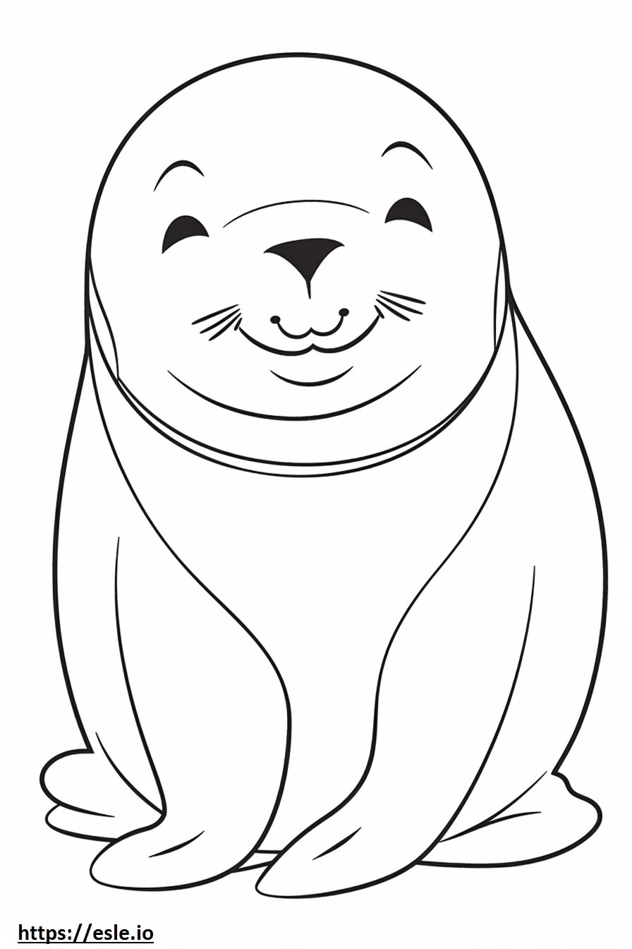 Hawaiian Monk Seal Kawaii coloring page