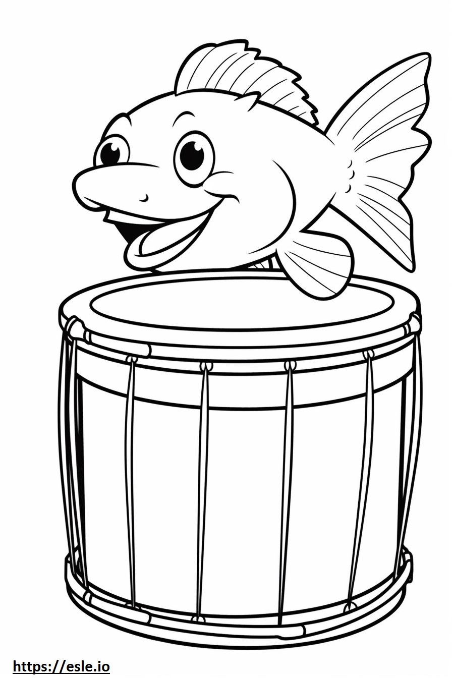 Drum Fish cute coloring page