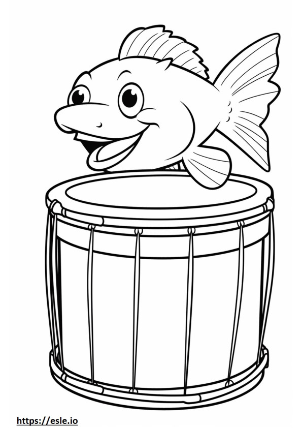 Peixe Tambor fofo para colorir