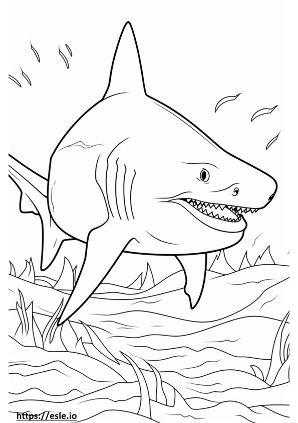Grande Tubarão Branco fofo para colorir