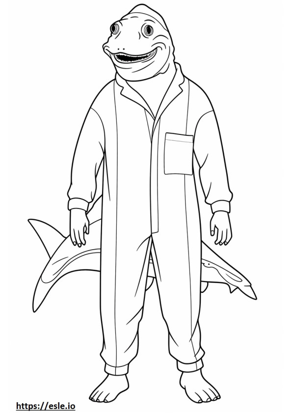 Pyjama Shark koko vartalo värityskuva