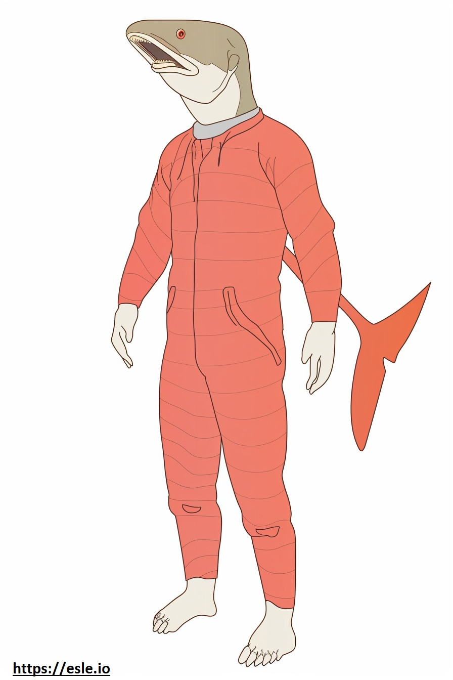 Pijama Tiburón cuerpo entero para colorear e imprimir