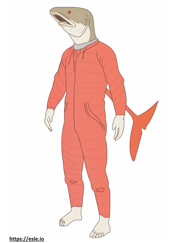 Pijama Tubarão de corpo inteiro para colorir
