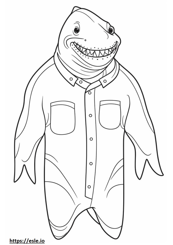 Cara de tiburón pijama para colorear e imprimir