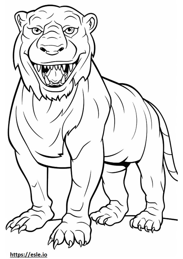 Tigru cu dinți de sabie drăguț de colorat