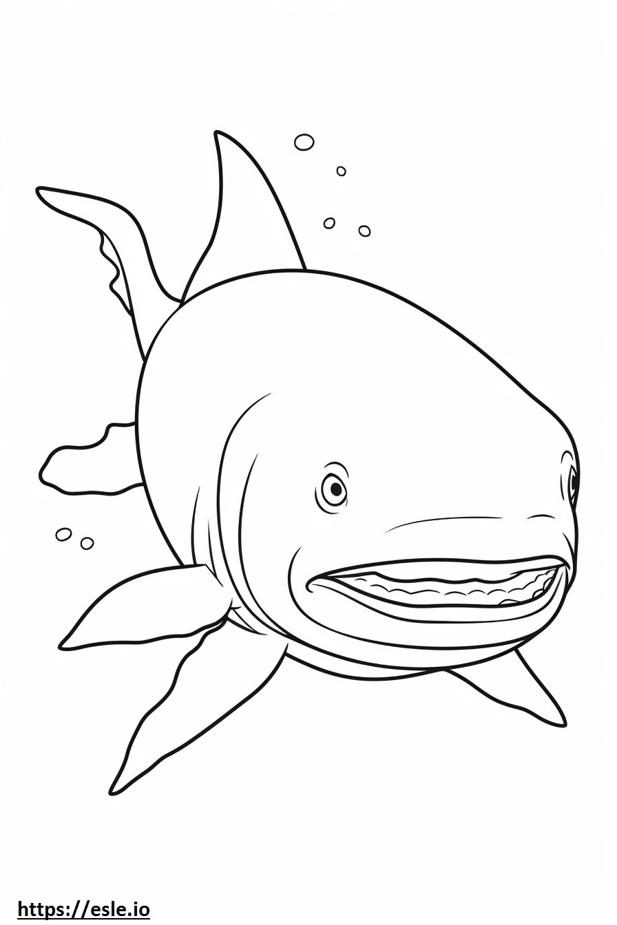 Tubarão Megaboca Kawaii para colorir