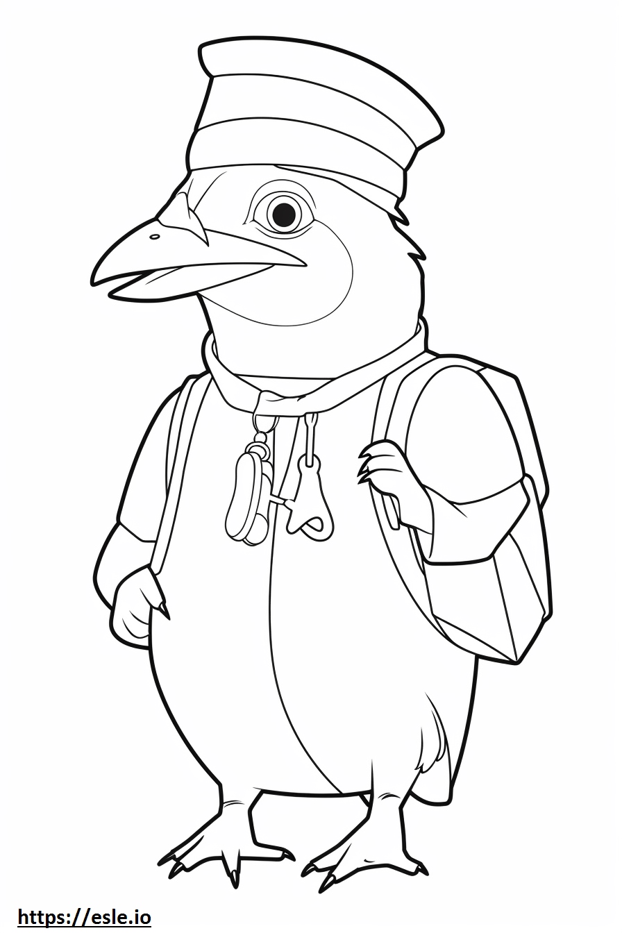 Oriental Dwarf Kingfisher Kawaii Coloring Page