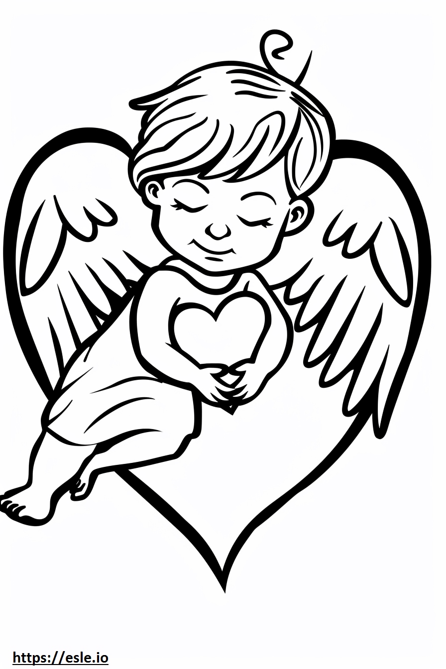 Angel heart for coloring