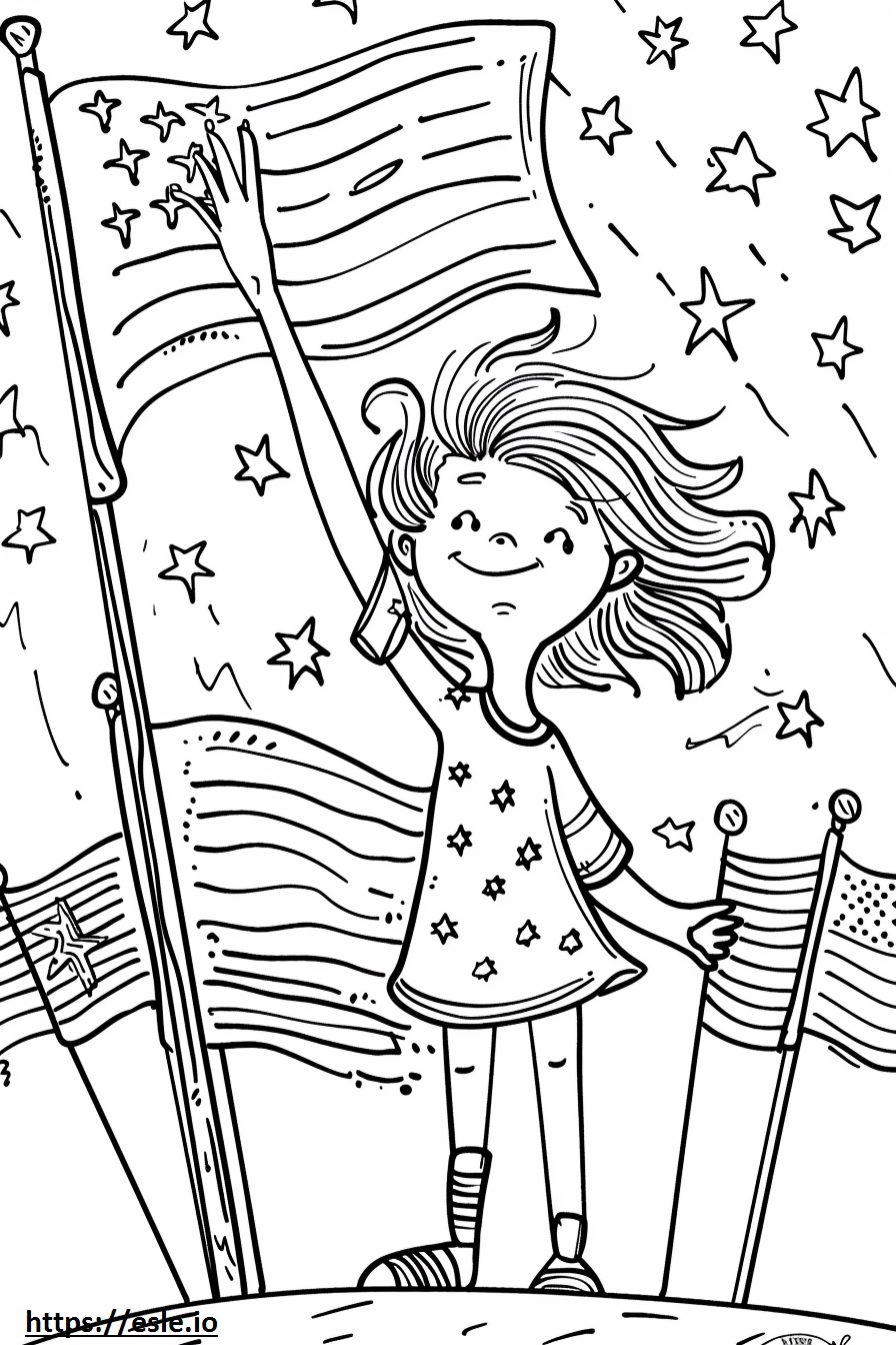 4 July Coloring Page - Patriotic Symbols