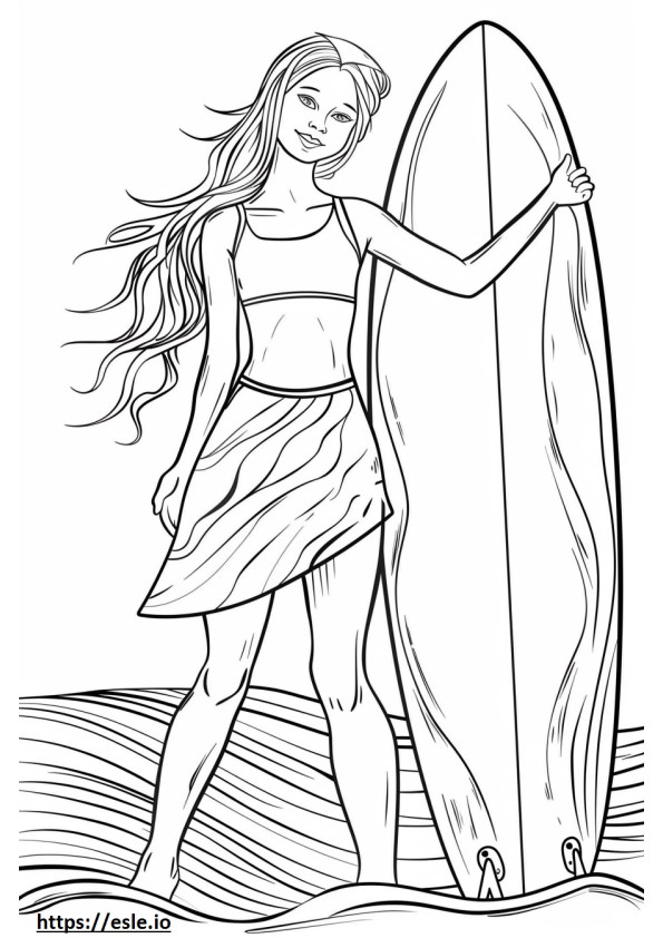 Surfer girl for coloring