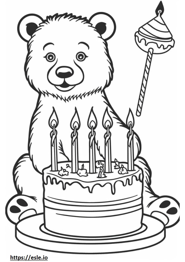 Happy birthday bear coloring page