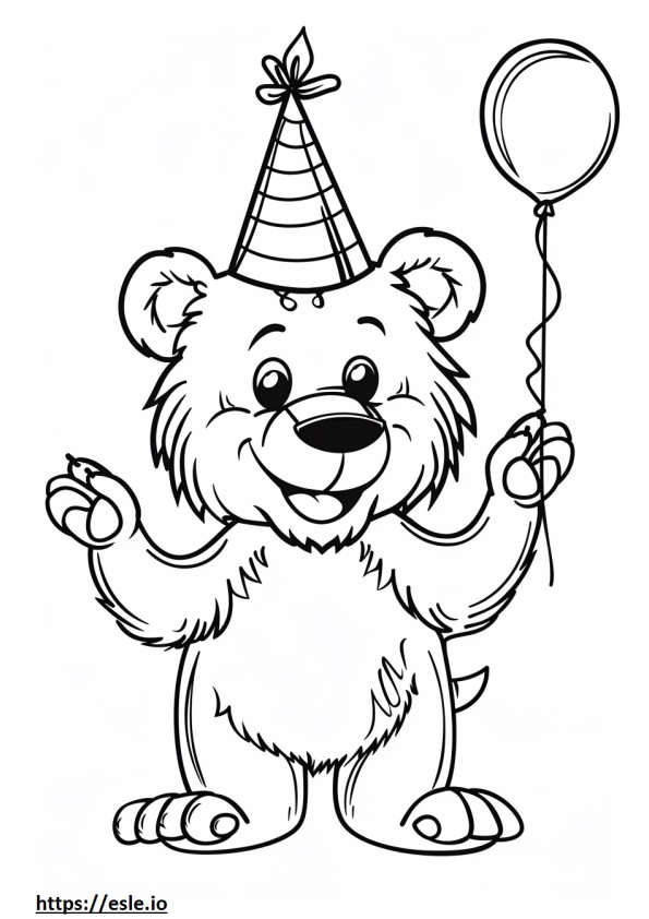 Happy birthday bear coloring sheet