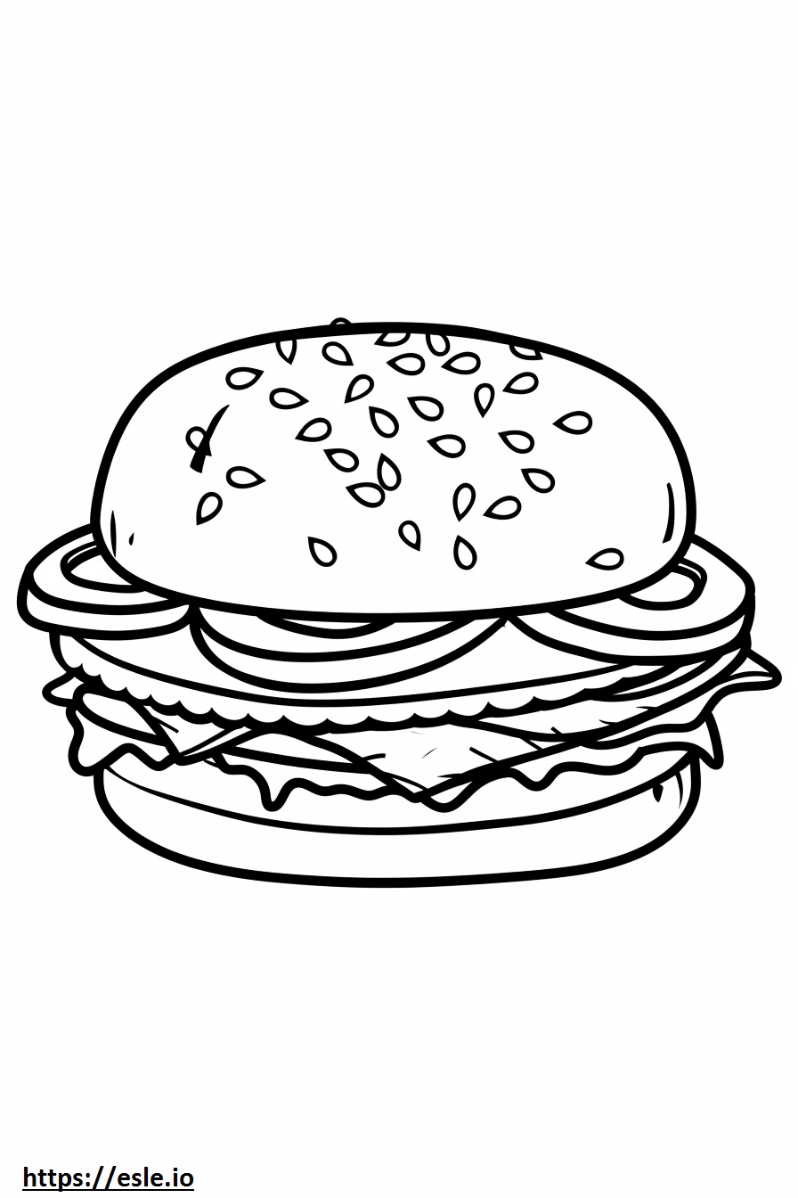 Cute Hamburger Coloring Page - Free Printable Food Coloring Sheets for Kids