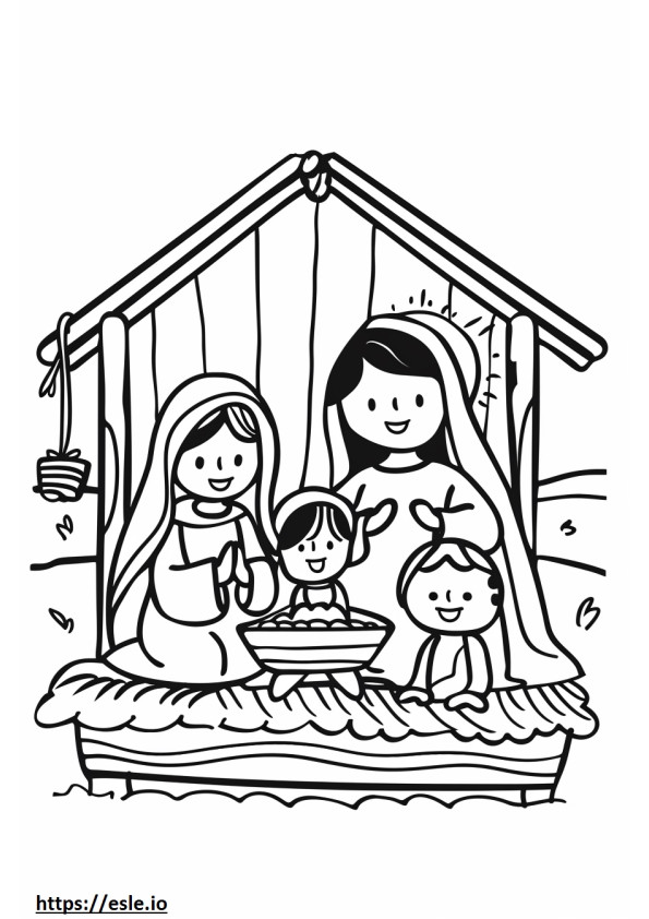 Advanced nativity scene for coloring