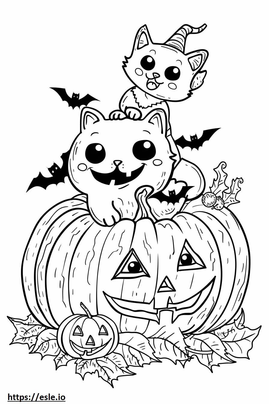 Schattige dieren Halloween kleurplaten printen kleurplaat