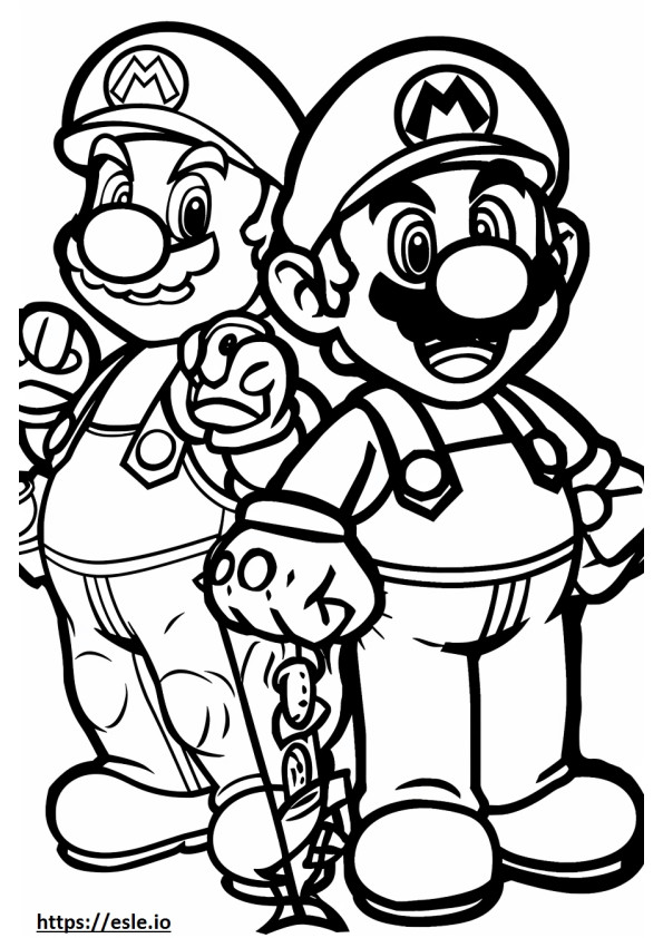 Mario et le crapaud coloriage
