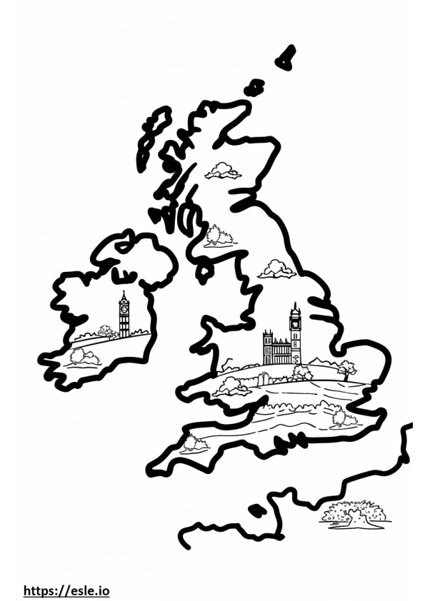 England Karte ausmalbild