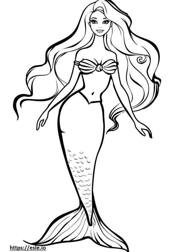 Cute barbie mermaid for coloring