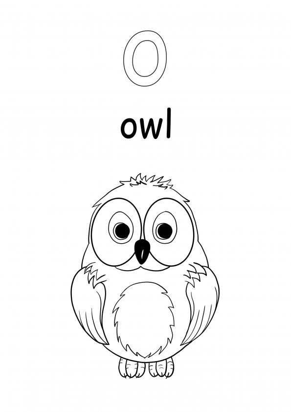 Lowercase word owl and letter o free to print and color for kids