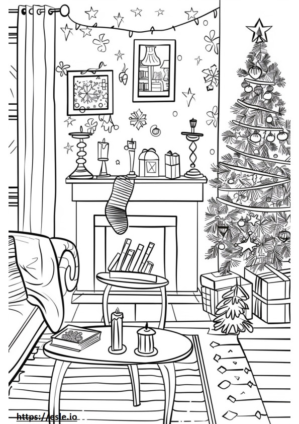 Christmas living room for coloring