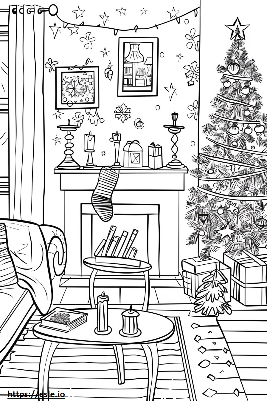 Christmas Living Room for Coloring