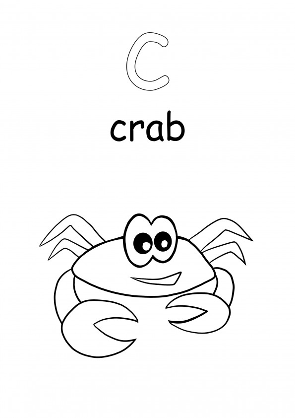 Lowercase letter c and crab word download for free