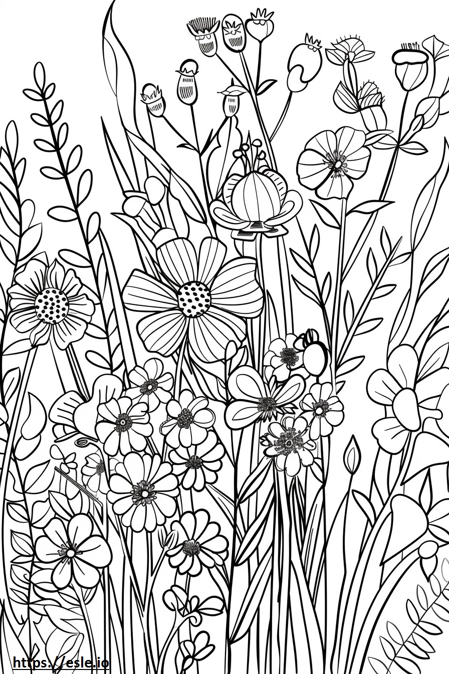 Aesthetic flower garden coloring page